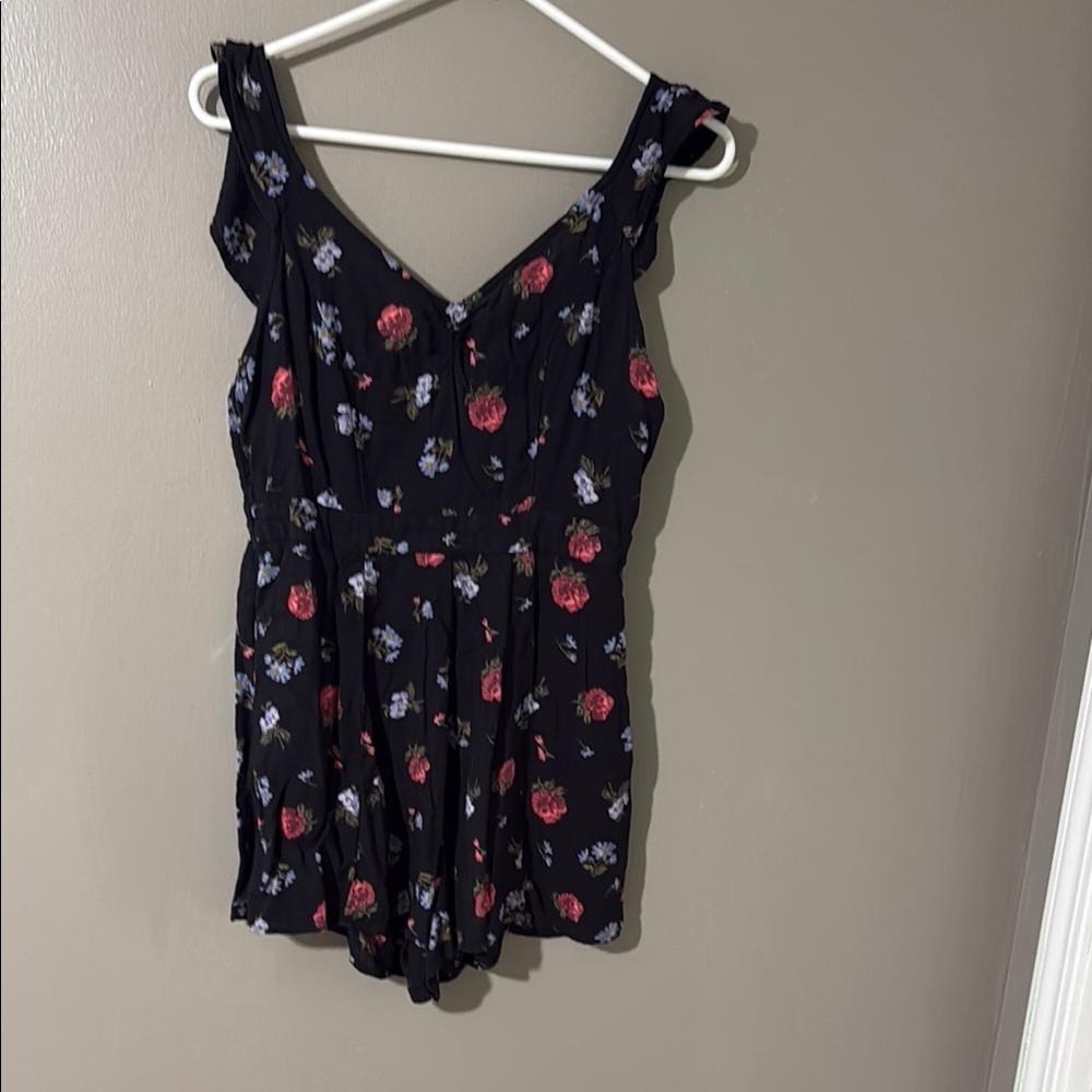 American Eagle Outfitters Red and Black Jumpsuit with Ruffled Straps
